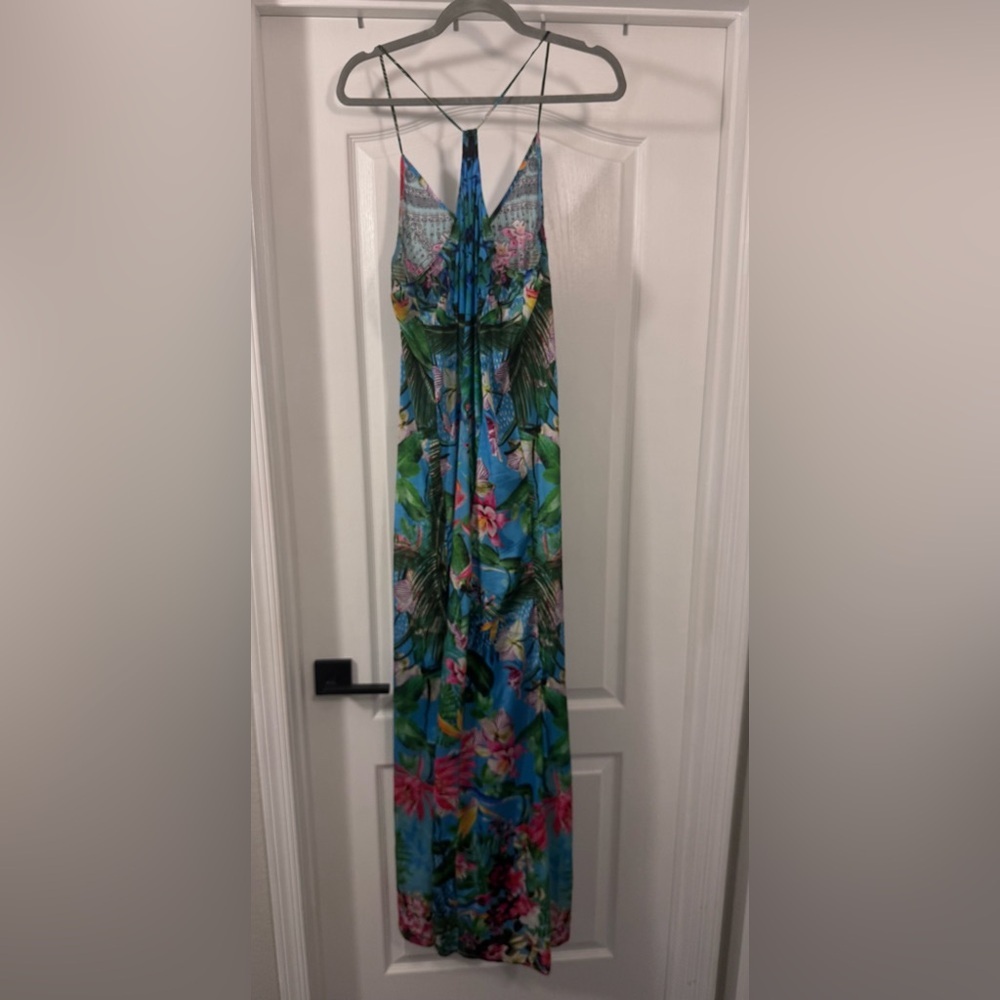 Blue and Green Floral Maxi Dress - Picture 6 of 8